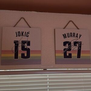 Nuggets Jamal murray and jokic wood sign hang